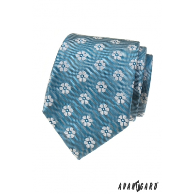 Cravata albastru deschis cu model floral