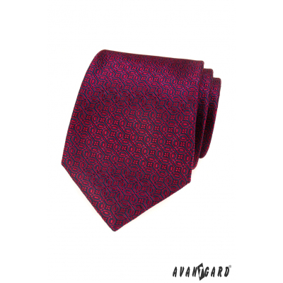 Cravata rosie cu motiv albastru inchis
