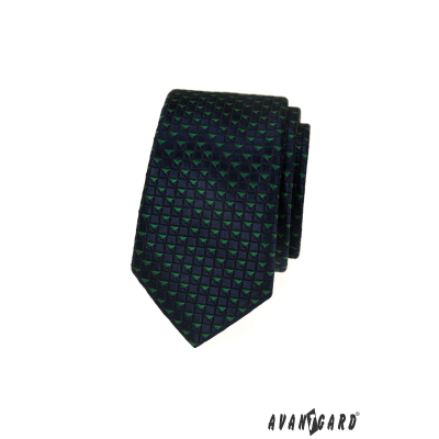 Cravata albastra cu triunghiuri verzi
