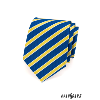 Cravata albastra cu dungi galbene