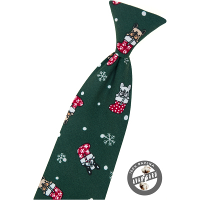 Cravata verde 44 cm cu motiv de Craciun