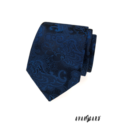 Cravata albastra cu model paisley si batista