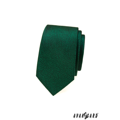 Cravată subțire verde cu model pestriț