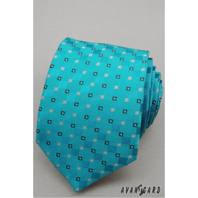 Cravata turcoaz cu cuburi mici
