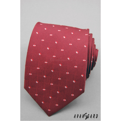 Cravată roșie pentru bărbați cu pătrate mici