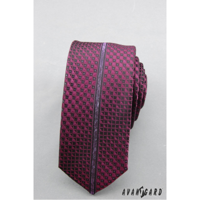 Cravată îngustă pentru bărbați cu model violet