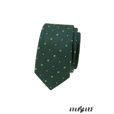 Cravată îngustă cu model verde