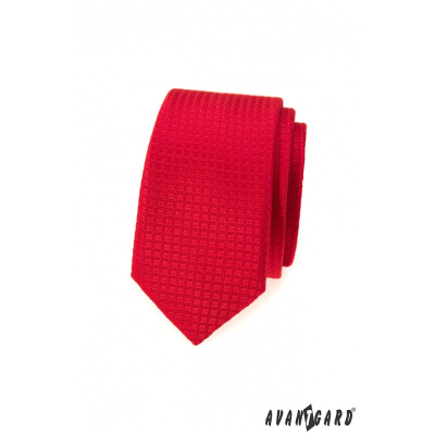 Cravată îngustă roșie în carouri
