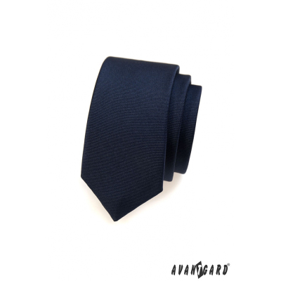Cravată îngustă pentru bărbați, netedă, albastră