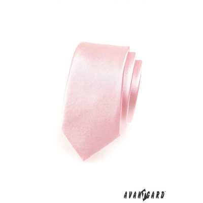 Cravată îngustă, roz deschis lucios