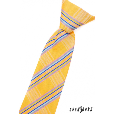 Cravată galbenă pentru copii cu dungi albastre