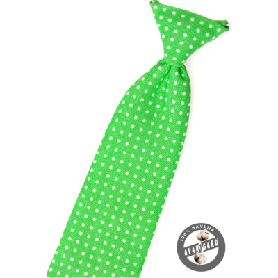 Cravata verde baby cu buline albe