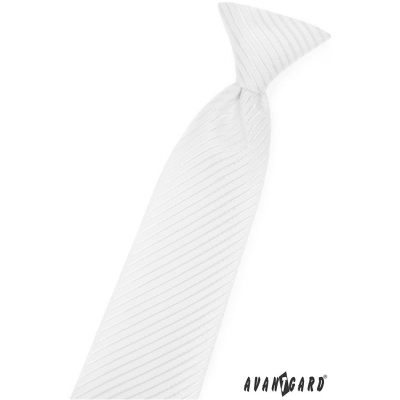 Cravată albă de băiat cu dungă strălucitoare