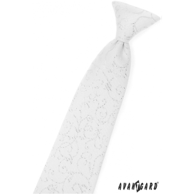 Cravată albă pentru copii cu ornamente