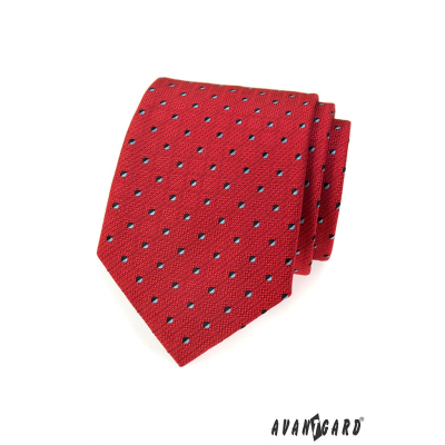 Cravată roșie pentru bărbați cu pătrate alb-negru