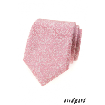Cravata roz pudrat cu model Paisley