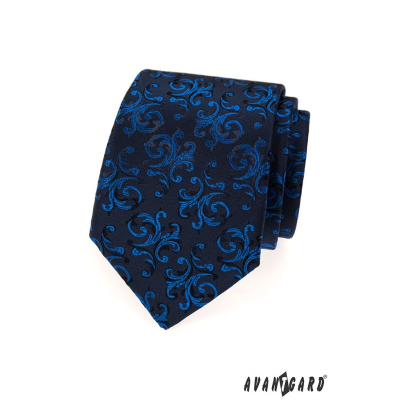 Cravata albastru inchis cu model albastru lucios