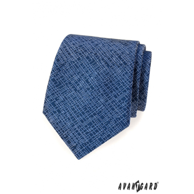 Cravată albastră de avangardă cu model alb