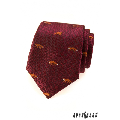 Cravată burgundă - vulpe