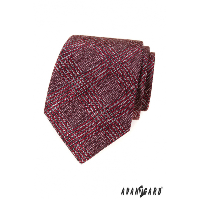 Cravată pentru bărbați cu model roșu-gri