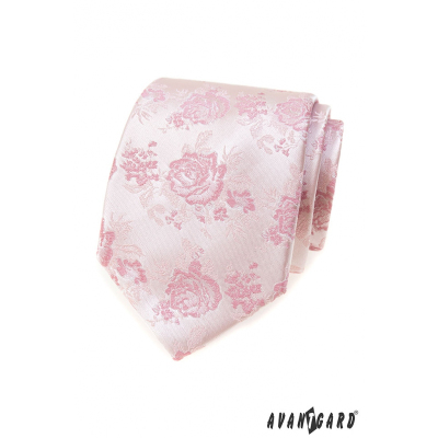 Cravata roz cu trandafiri