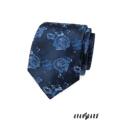 Cravata albastra cu trandafiri