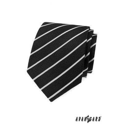 Cravată neagră cu dungă albă