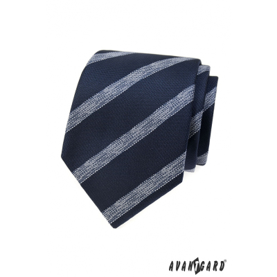 Cravată albastră texturată cu dungă albă
