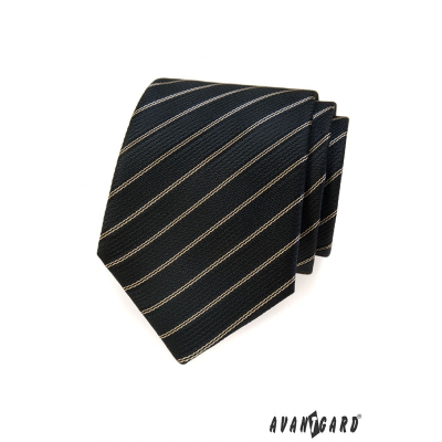 Cravata neagra cu dunga maro