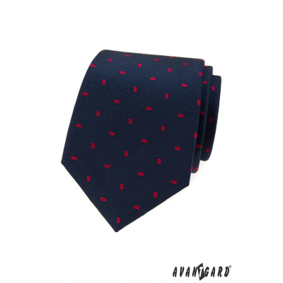 Cravata albastru inchis cu model rosu