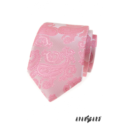 Cravata barbateasca roz cu model paisley