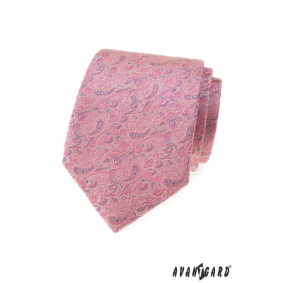 Cravată Paisley roz-gri