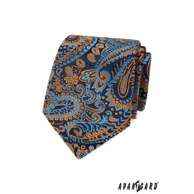 Cravată albastră cu model paisley colorat
