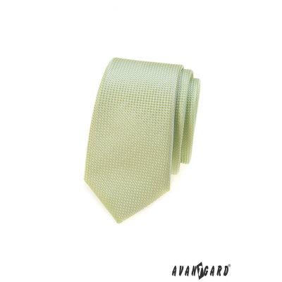 Cravata ingusta verde, structura tricotata