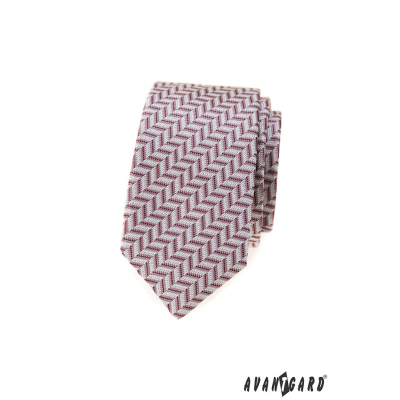 Cravată îngustă cu model roz pudrat