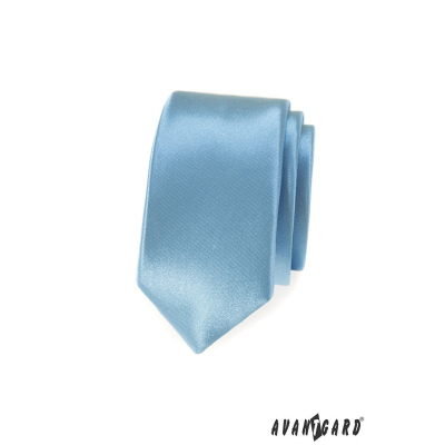 Cravată îngustă, de culoare albastru pal, strălucitor