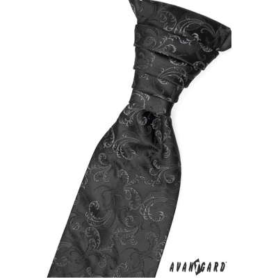 Cravata de nunta neagra cu motive usoare
