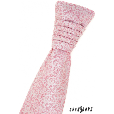 Cravata frantuzeasca roz pudrat model paisley