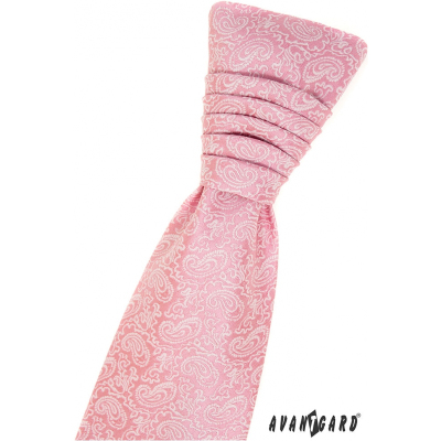 Cravata frantuzeasca roz pudrat cu model Paisley