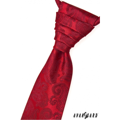 Cravata rosie de nunta cu motive paisley