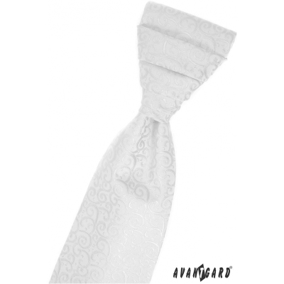 Cravata de nunta alba cu model