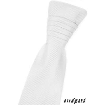 Cravată franceză albă cu dungi strălucitoare