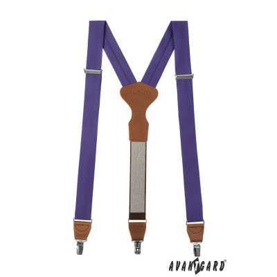 Bretele în formă de Y violet cu piele maro închis