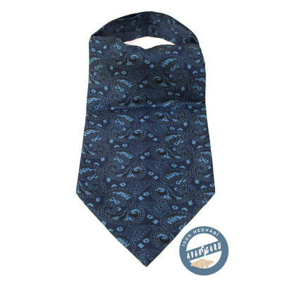 Cravata albastra Ascot cu model Paisley albastru pal