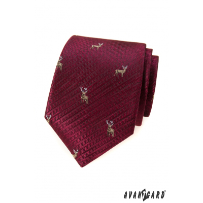 Cravată de burgundă cu o căprioară