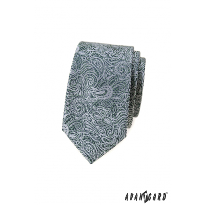 Cravată îngustă cu model paisley