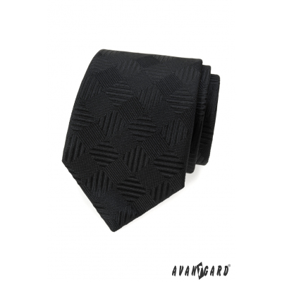 Cravată neagră cu model pătrat