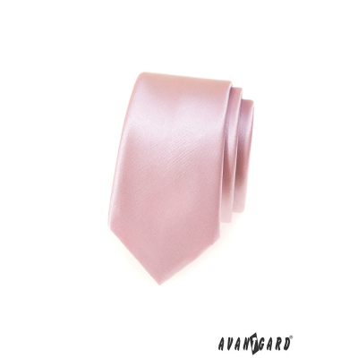 Cravată îngustă pentru bărbați, roz pudrat