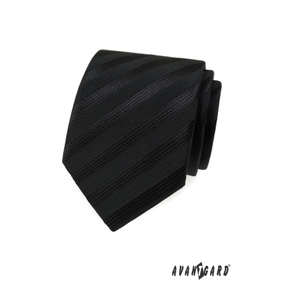 Cravată neagră cu dungi largi