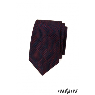 Cravată îngustă cu dungi visiniu